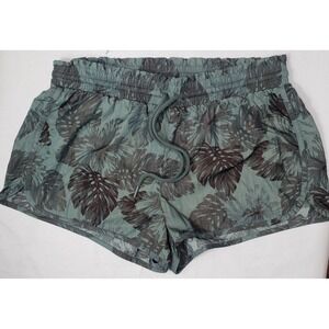 Aerie Floral Monstera Activewear Shorts M Medium Unlined Running Elastic Waist